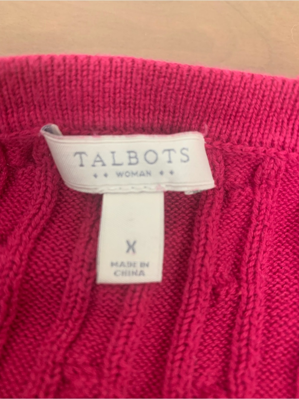Talbots Cable Knit V-Neck Sweater - Hot Pink - Picture 5 of 7